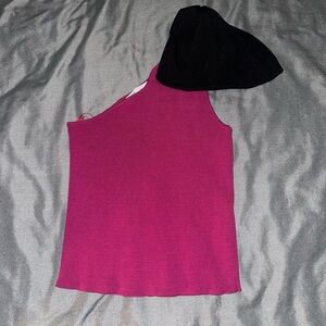 Fuchsia One-Shoulder Top with Bow